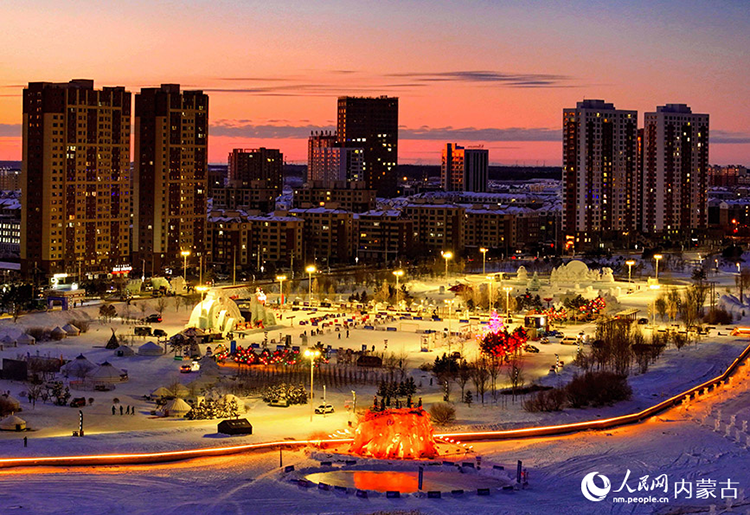 2024年12月20日拍攝的呼倫貝爾市城市越野滑雪公園景色（無人機照片）。王正攝