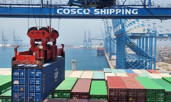 圖為“東方西班牙”輪在裝載貨物。人民網記者 管克江 攝