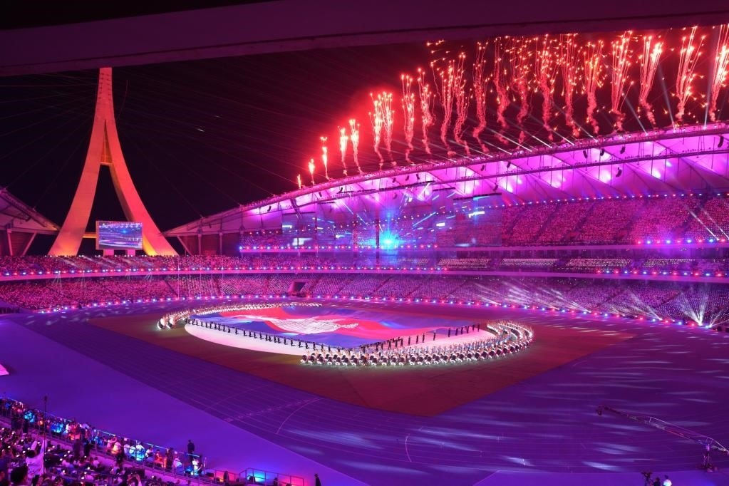 5月5日，第32屆東南亞運(yùn)動(dòng)會(huì)在柬埔寨首都金邊的國(guó)家體育場(chǎng)開(kāi)幕。