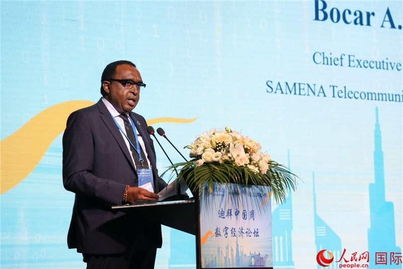 SAMENA電信協(xié)會首席執(zhí)行官博卡爾致辭。人民網(wǎng)記者任皓宇攝