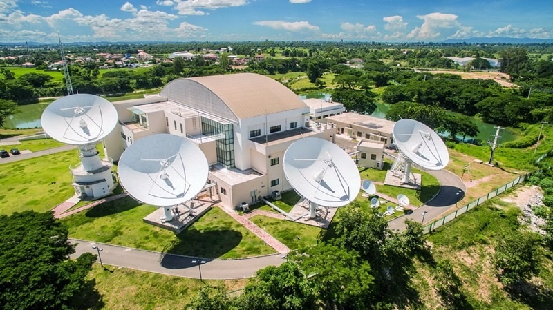 2016年8月1日拍攝的老撾首都萬象的老撾一號通信衛(wèi)星地面站全景。