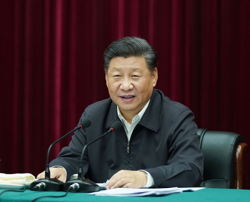 2019年9月18日上午，中共中央總書記、國家主席、中央軍委主席習近平在鄭州主持召開黃河流域生態(tài)保護和高質量發(fā)展座談會并發(fā)表重要講話。新華社記者 謝環(huán)馳 攝