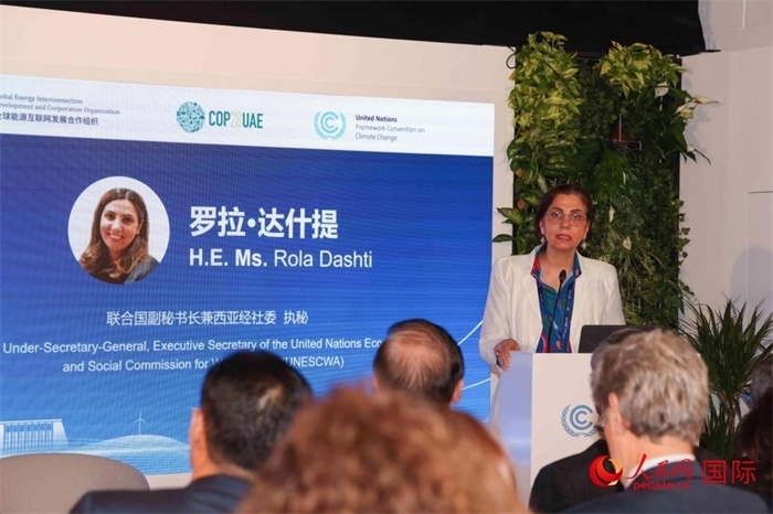 聯(lián)合國(guó)副秘書(shū)長(zhǎng)兼西亞經(jīng)濟(jì)社會(huì)委員會(huì)執(zhí)行秘書(shū)羅拉·達(dá)什提致辭。人民網(wǎng)記者 任皓宇攝