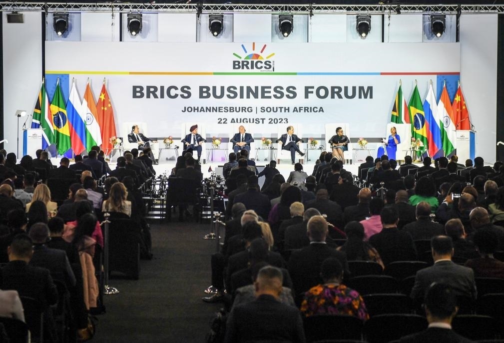 這是8月22日在南非約翰內(nèi)斯堡拍攝的金磚國(guó)家工商論壇現(xiàn)場(chǎng)。新華社記者李亞輝攝