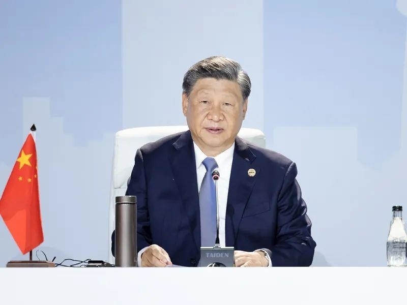 當地時間8月24日，習近平主席在南非約翰內斯堡出席金磚國家領導人第十五次會晤特別記者會。