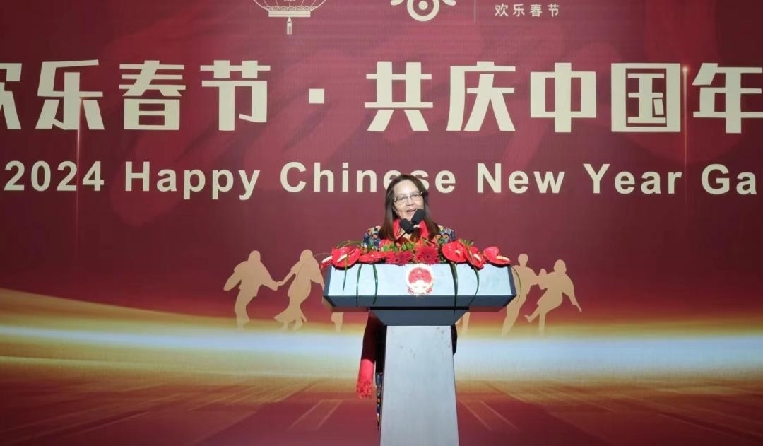 南非旅游部長德利萊女士致辭。中國駐南非大使館供圖