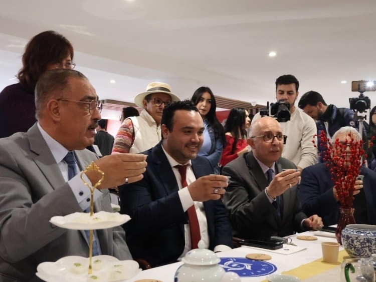 觀眾興致勃勃地體驗茶藝。陳芷珊攝