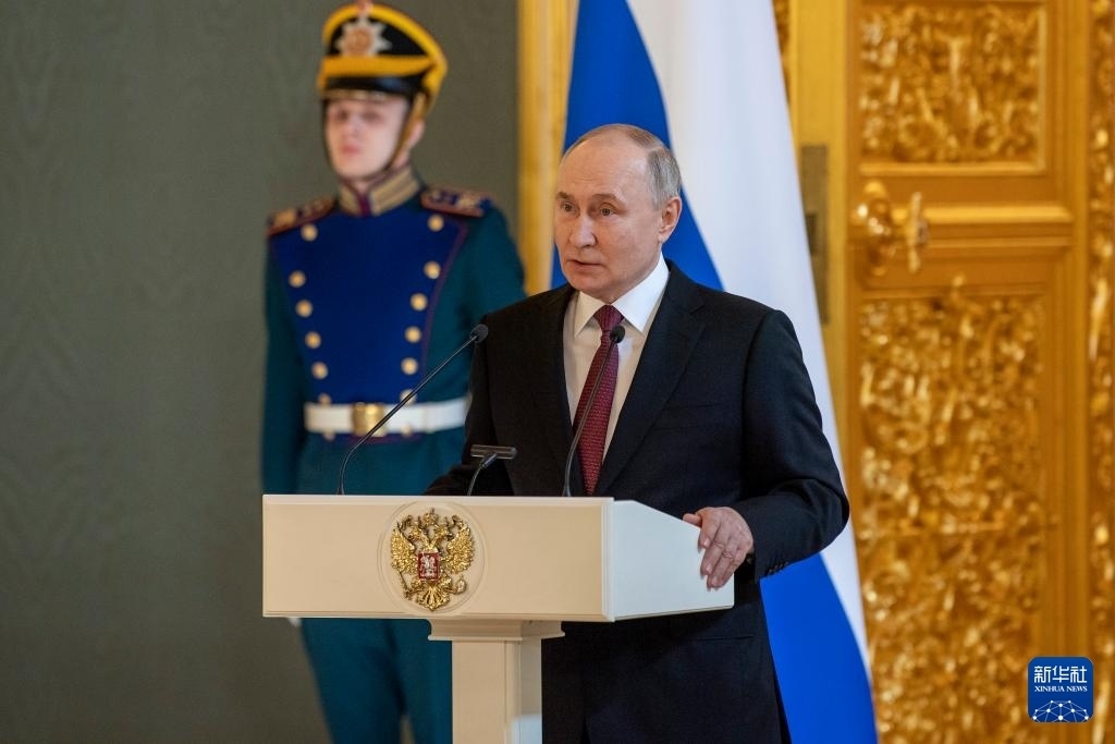 3月20日，俄羅斯總統(tǒng)普京在莫斯科克里姆林宮與其競選團隊代表舉行見面會。新華社記者 曹陽 攝