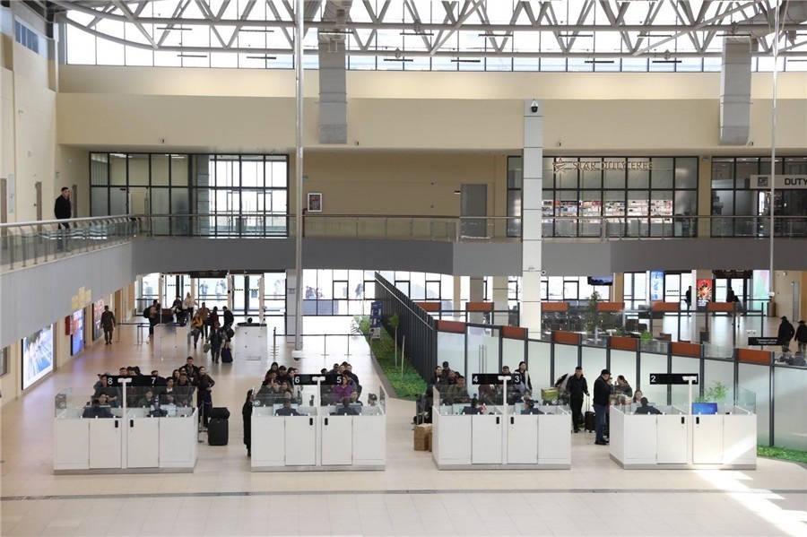 3月24日，扎門烏德口岸通關(guān)現(xiàn)場(chǎng)。駐蒙古使館供圖