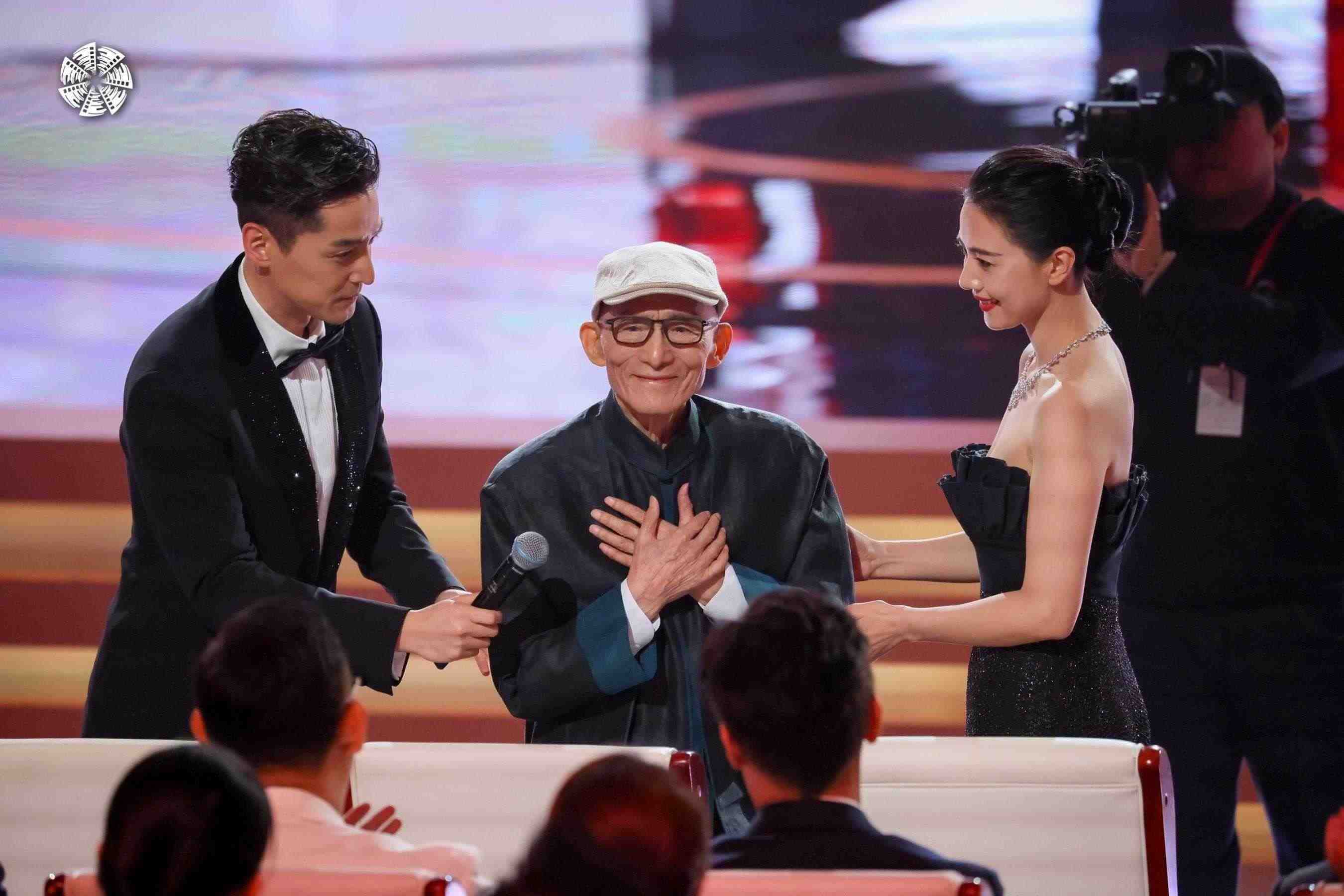 從左到右依次為演員胡歌，演員游本昌，演員高圓圓。主辦方供圖