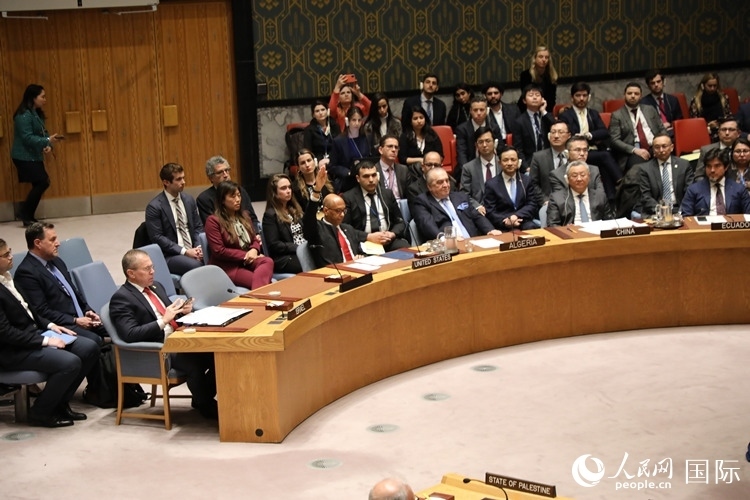 4月18日，安理會(huì)投票現(xiàn)場(chǎng)，12個(gè)成員投贊成票。 人民網(wǎng)記者 李志偉攝