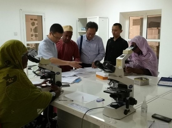 廣州中醫(yī)藥大學(xué)青蒿抗瘧援外醫(yī)療隊(duì)考察科摩羅國(guó)家瘧疾防治中心實(shí)驗(yàn)室。