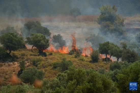 6月12日，以色列北部加利利地區(qū)遭受火箭彈襲擊后冒出滾滾濃煙。新華社發(fā)（阿亞爾·馬戈林攝/基尼圖片社）
