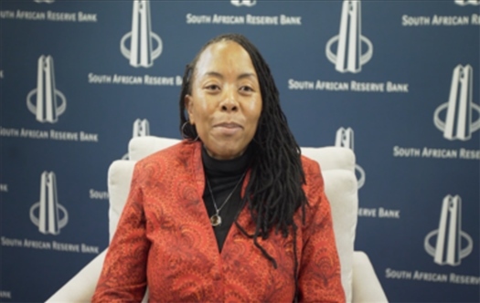 南非儲備銀行副行長、審慎監(jiān)管局首席執(zhí)行官芬迪?查齊巴納視頻發(fā)言。（中國建設(shè)銀行約翰內(nèi)斯堡分行供圖）