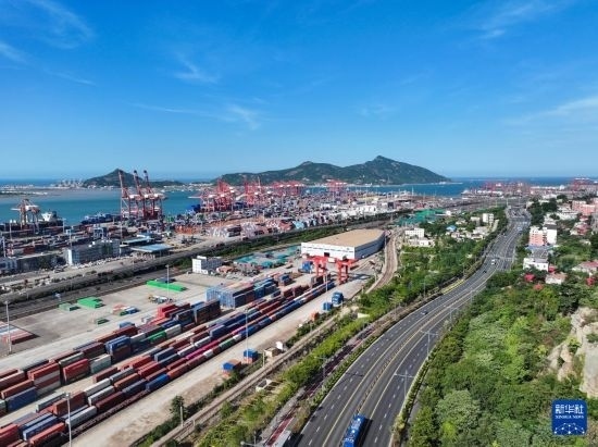 這是6月26日拍攝的中哈連云港物流合作基地（無人機(jī)照片）。新華社記者 季春鵬 攝