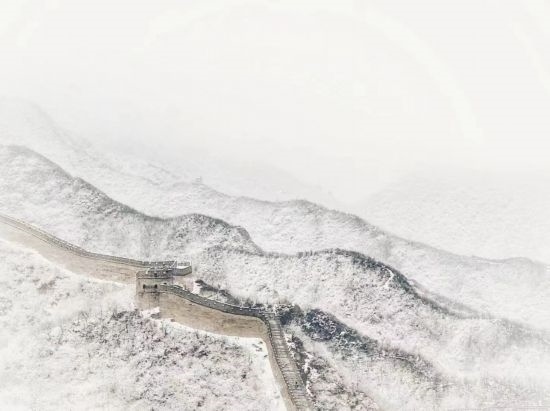 朱銳拍攝的長城雪景。（受訪者供圖）