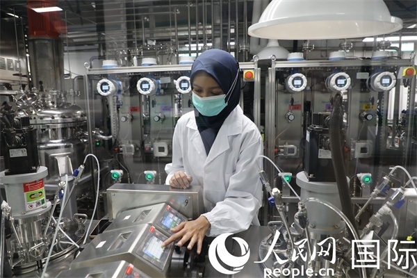 中國—印尼新能源材料與冶金工程技術聯(lián)合研究實驗室內，研究人員正在工作。人民網(wǎng)記者曹師韻攝