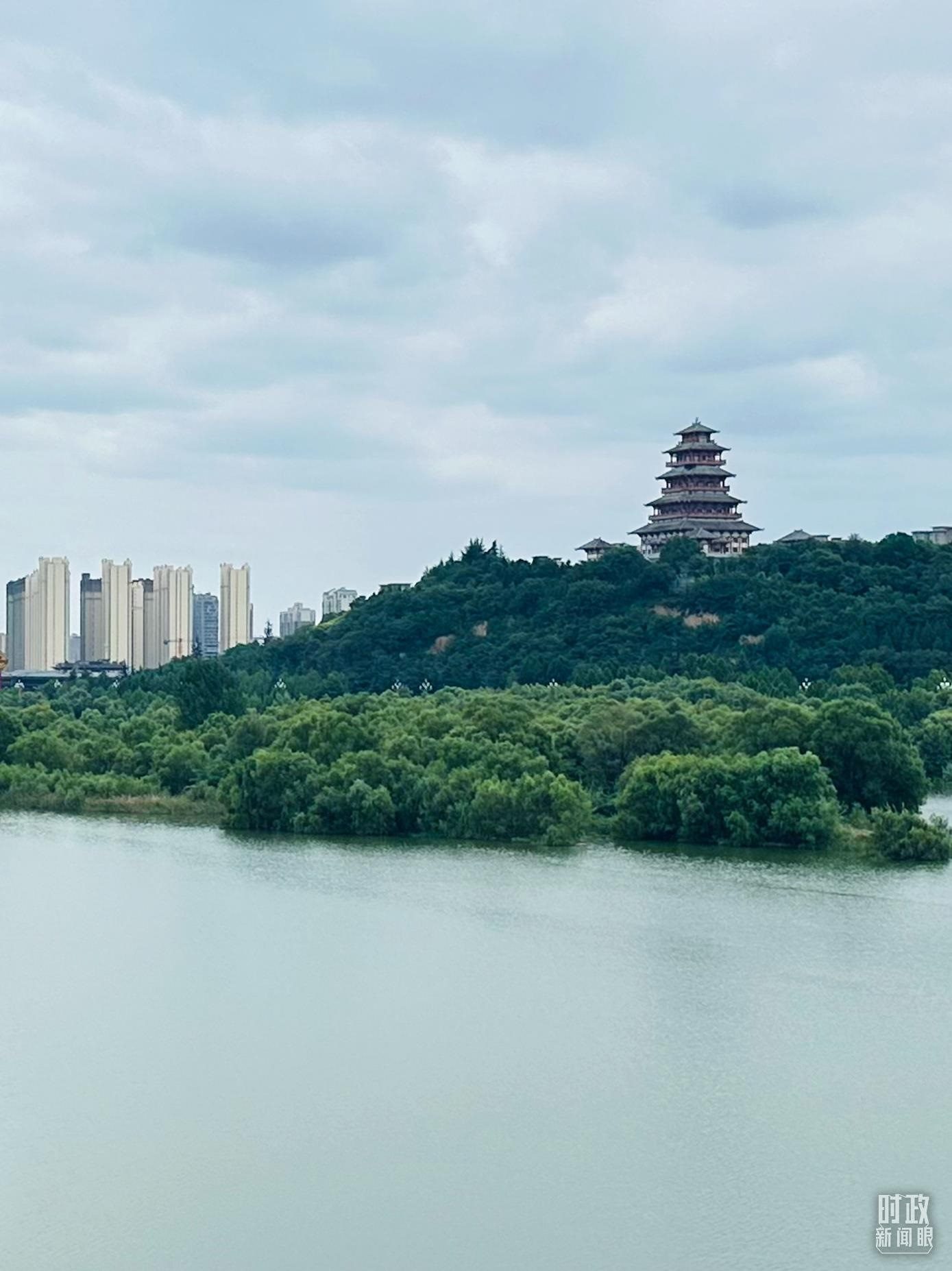 △渭河寶雞段長224公里，目前建成17處渭河灘區(qū)生態(tài)涵養(yǎng)區(qū)。（總臺(tái)央視記者范一鳴拍攝）