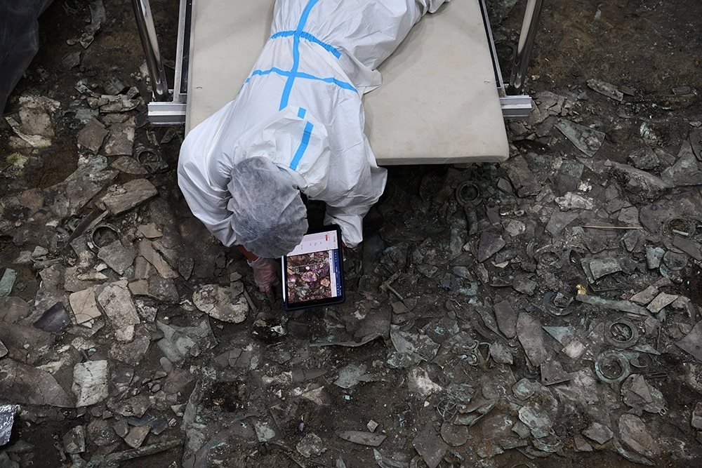 2022年6月28日，四川德陽，三星堆7號祭祀坑發(fā)掘現(xiàn)場。