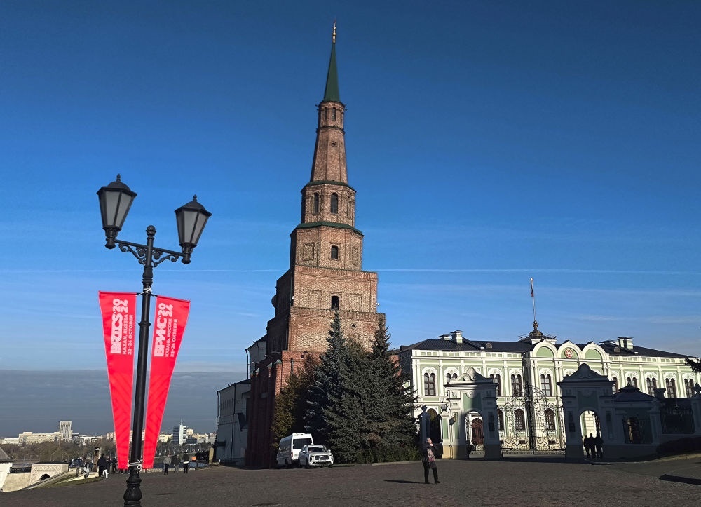 這是2024年10月20日拍攝的俄羅斯喀山克里姆林宮一景。新華社記者 丁海濤 攝