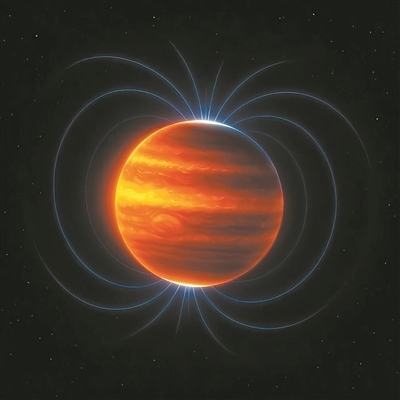 木星磁場(chǎng)（藝術(shù)圖）。圖片來源：物理學(xué)家組織網(wǎng)